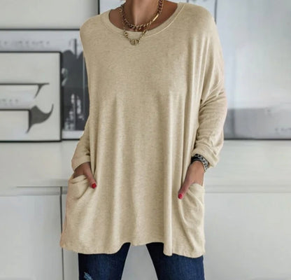 Women Long Sleeve Blouse Black Cotton | Ava-6