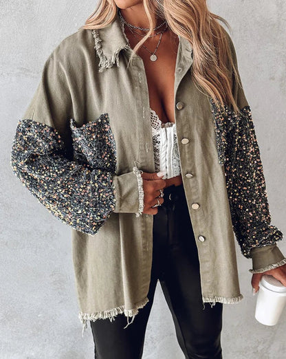 Women Sequin Jacket Black Polyester | Dorothy-5