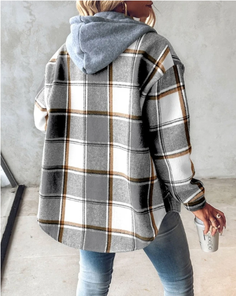 Women Plaid Hooded Shacket | Aurora