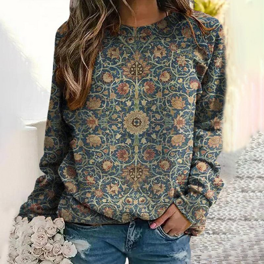 Women Sweatshirt Floral Print Cotton | Birgit-1