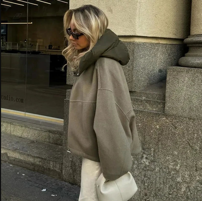 Women Oversized Sweatshirt Grey Cotton | Edith-4