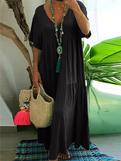 Women Boho V-Neck Relaxed Maxi Dress | Halia