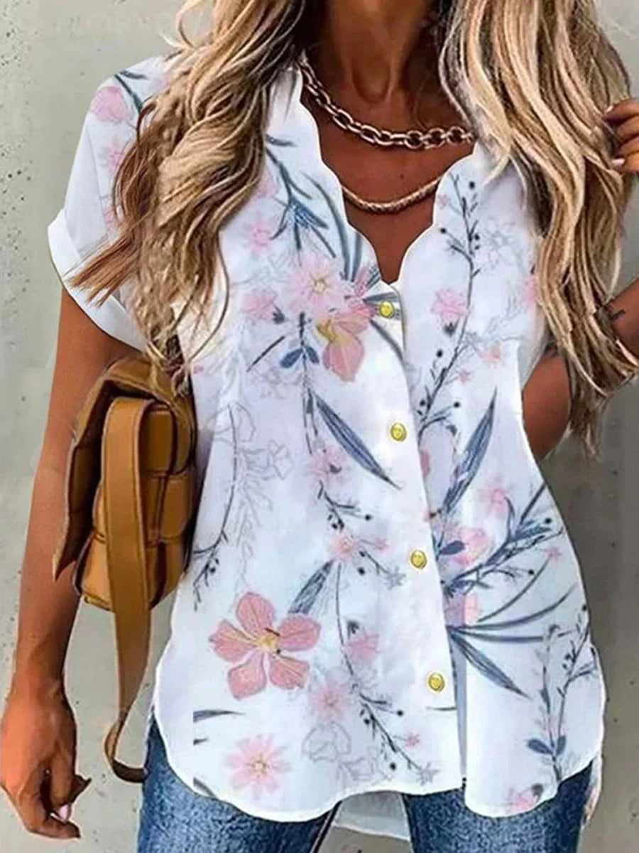 Floral Button-Up Blouse | Nerissa