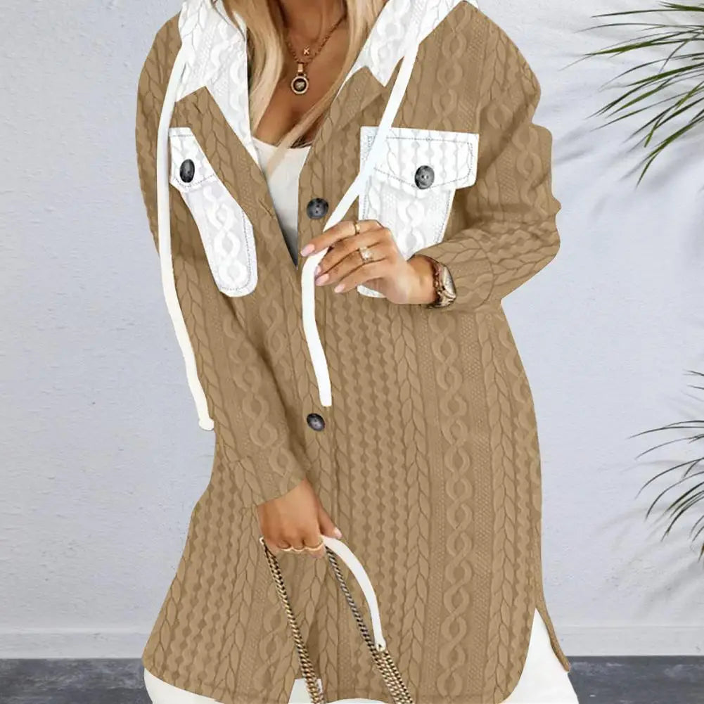 Women Plaid Button Shacket with Hood | Kaelani