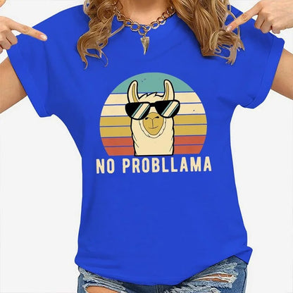 Variant image for Women Graphic T-Shirt Black Modal | Llama Lover-2