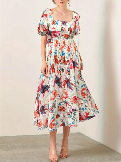 Floral Puff Sleeve Maxi Dress | Caila
