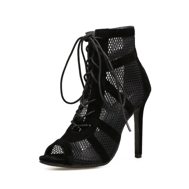 Lace-Up Mesh Stiletto Heels | Paloma