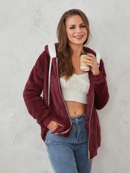 Cozy Sherpa Zip-Up Hoodie | Gianna