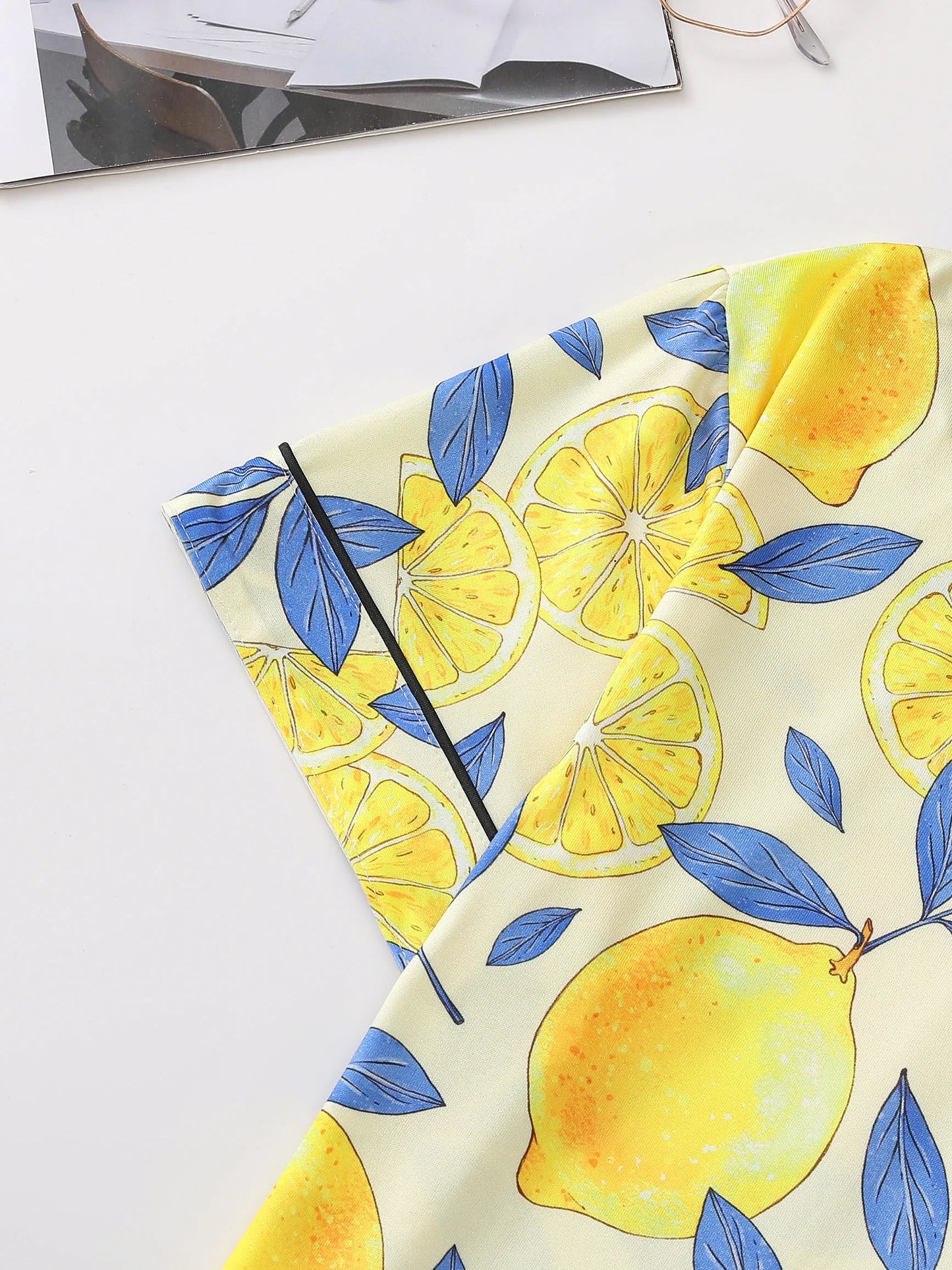 Lemon Print Short Sleeve Pajama Set | Almeda