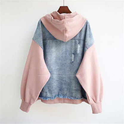 Two-Tone Denim Hoodie Jacket | Giavanna
