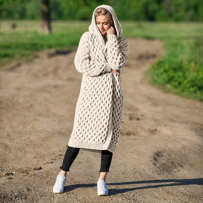 Women Hooded Cable Knit Cardigan | Amirae