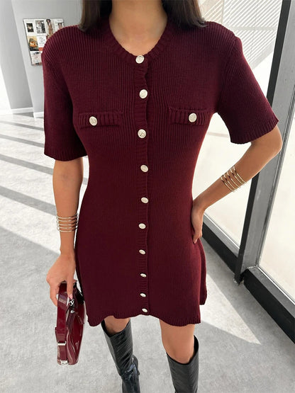 Knit Button-Up Dress | Elora