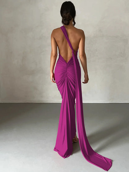 One-Shoulder Draped Maxi Dress | Blanche