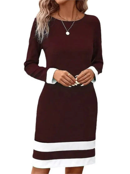 Elegant Contrast Cuff Dress | Xaveria