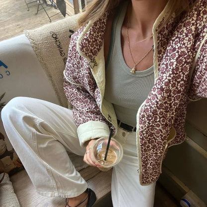 Women Slim Coat Floral Print Polyester | Autumn Chic-3