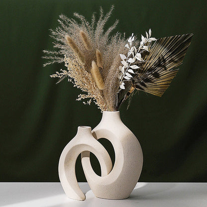 Decorative Double Vase White Ceramic | Modern Elegance 1