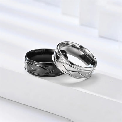 Unisex Diagonal Textured Ring | Kenver