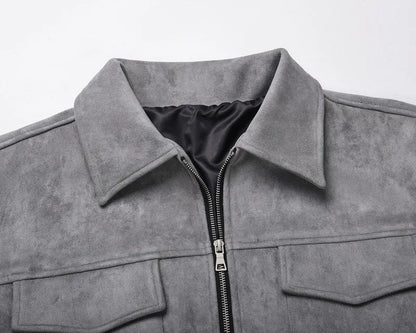 Suede Utility Zip-Up Jacket with Pocket Detailing | Henry