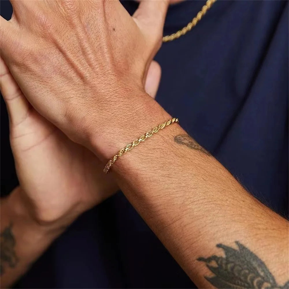 Men's Bracelet Gold Stainless Steel Twist Chain | Trendsetter-4