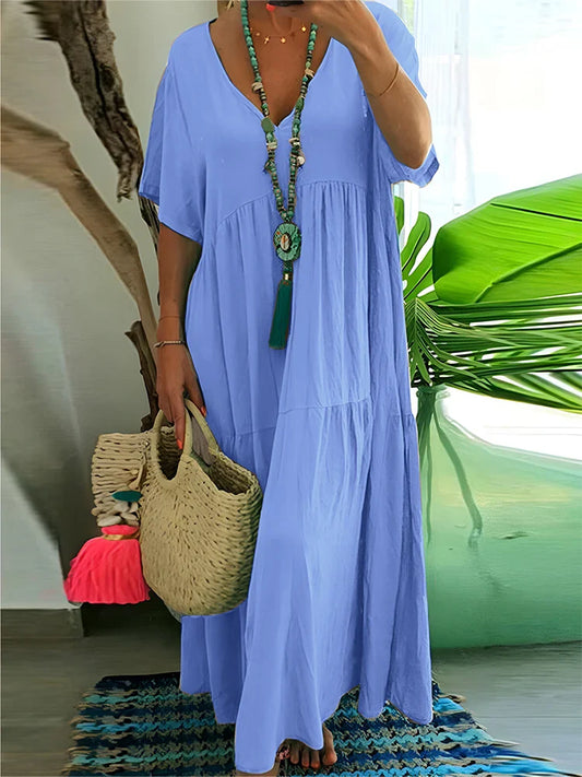 Women Boho V-Neck Relaxed Maxi Dress | Halia