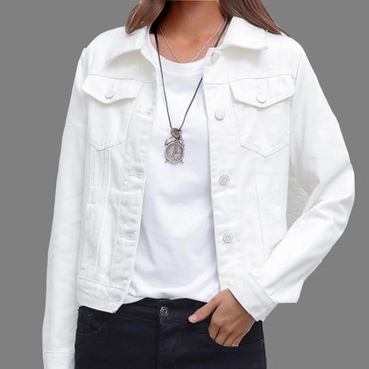 Women Denim Jacket Blue Cotton | Casual Chic-1