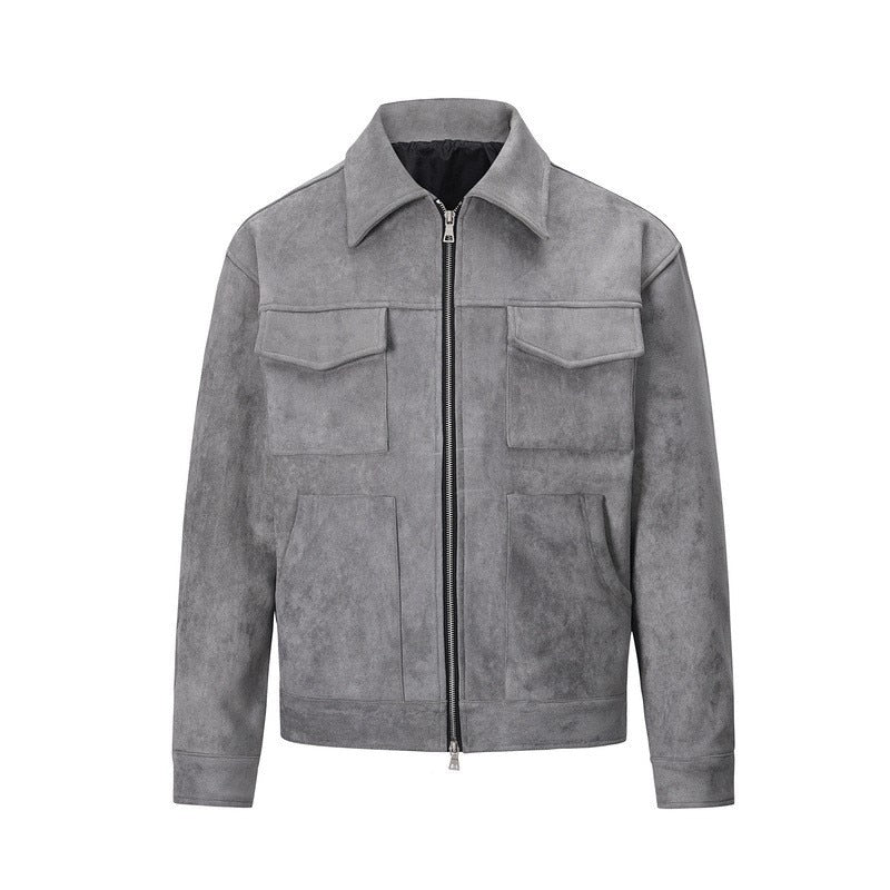 Suede Utility Zip-Up Jacket with Pocket Detailing | Henry