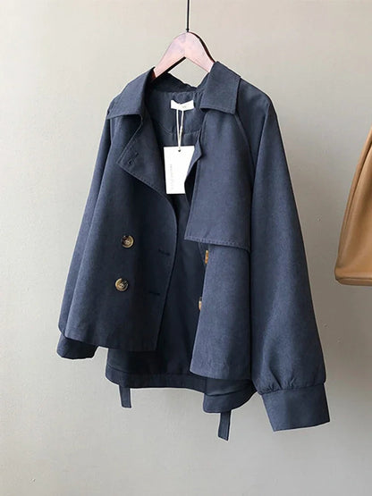 Women Cropped Double-Breasted Trench Coat | Czarina