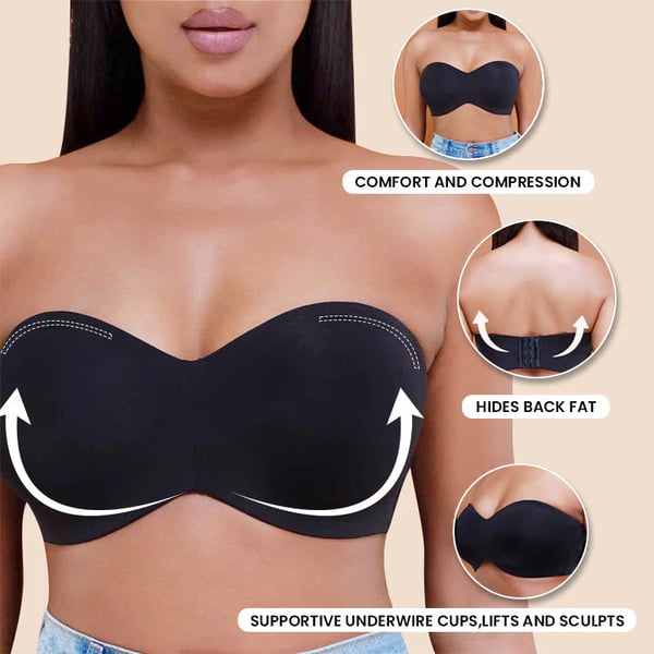 Seamless Strapless Convertible Bandeau Bra with Full Support