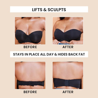 Seamless Strapless Convertible Bandeau Bra with Full Support