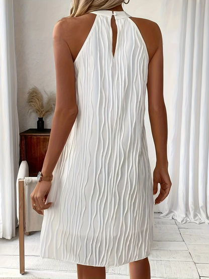 Sleeveless Pleated Halter Dress | Tania