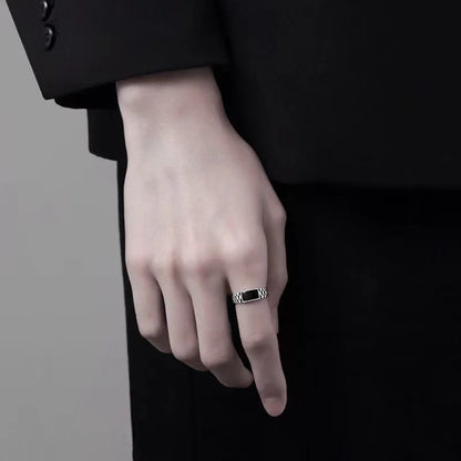 Men Rectangular Stone Textured Ring | Darion