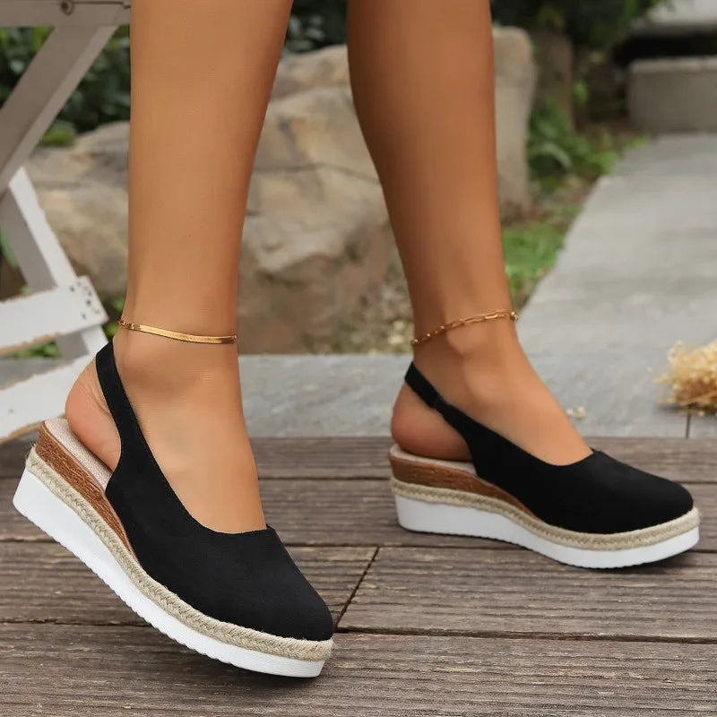 Women Orthopaedic Sandals Black PU Leather | Senna-3