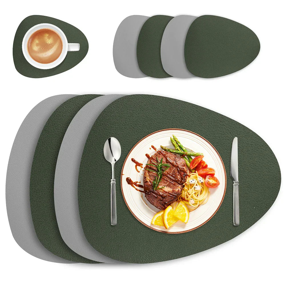 Variant image for Double-Sided Placemat Set Waterproof PU | Elegant Dining-3