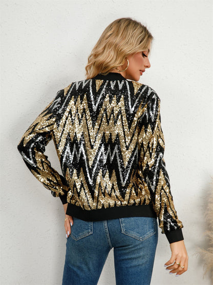 Women Sequin Party Bomber Jacket | Helene
