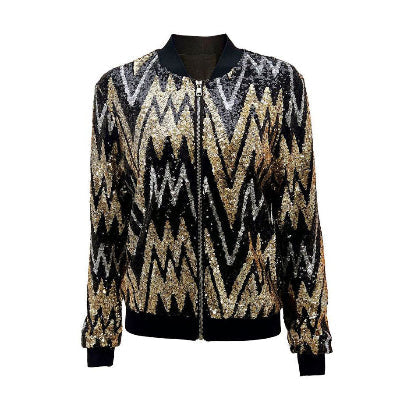 Women Sequin Party Bomber Jacket | Helene
