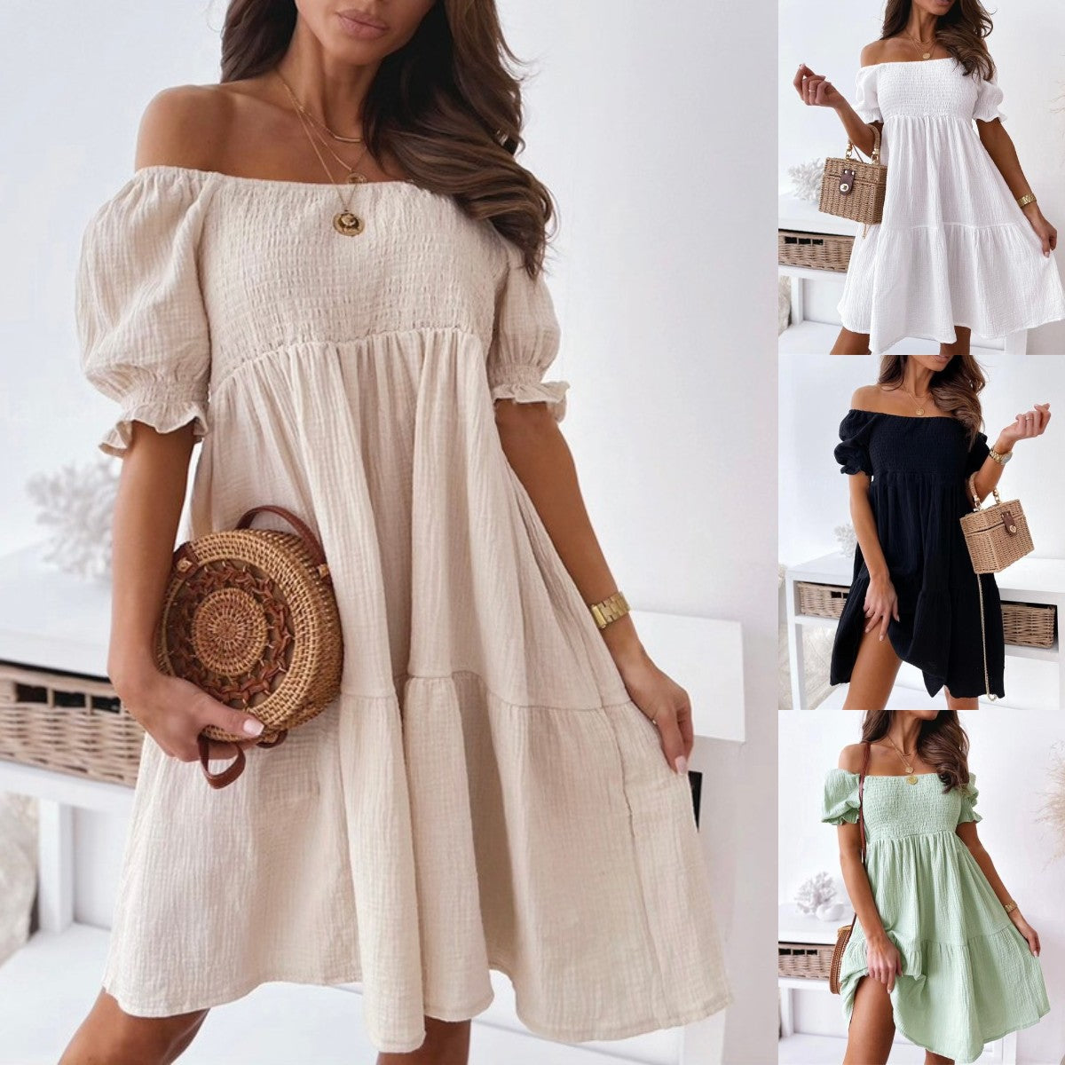 Boho Off-Shoulder Mini Dress | Dominique