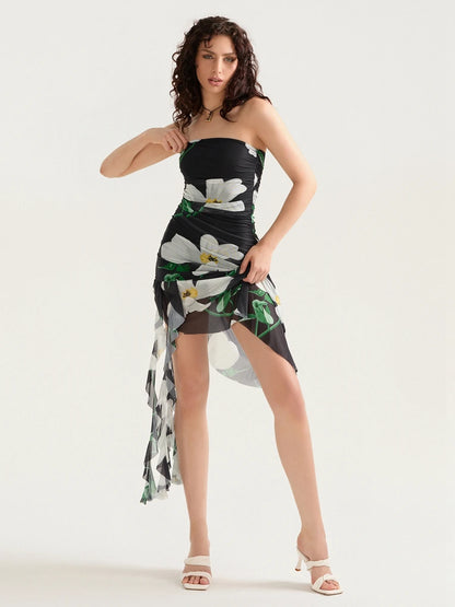 Women Floral Asymmetrical Midi Dress | Ysabelle