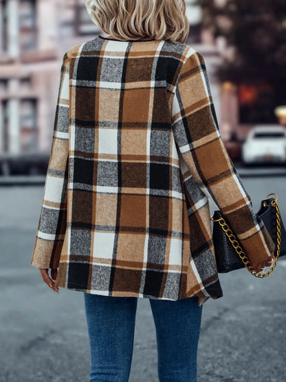 Women Plaid Waterfall Front Cardigan | Emeraude