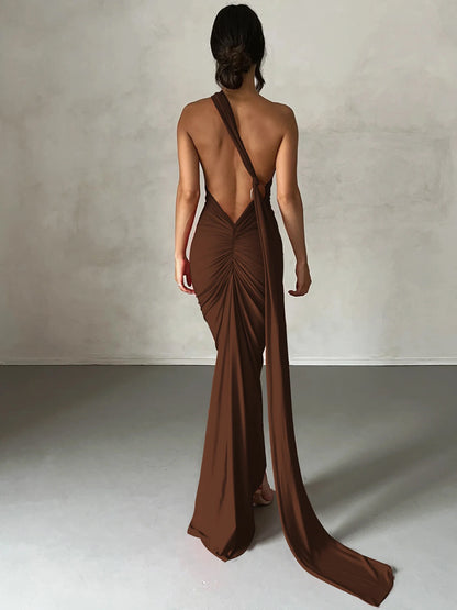 One-Shoulder Draped Maxi Dress | Blanche