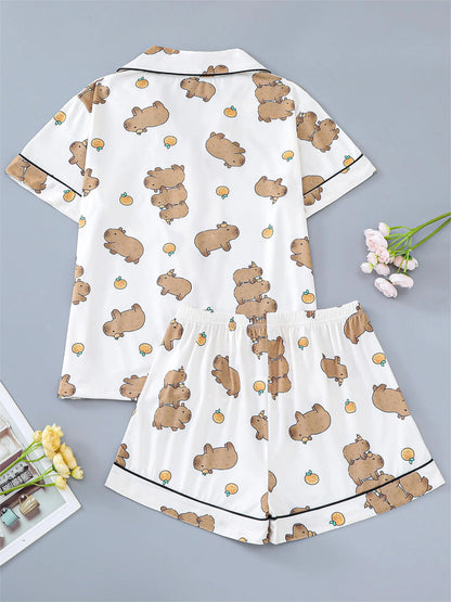 Capybara Print Pajama Set | Izetta