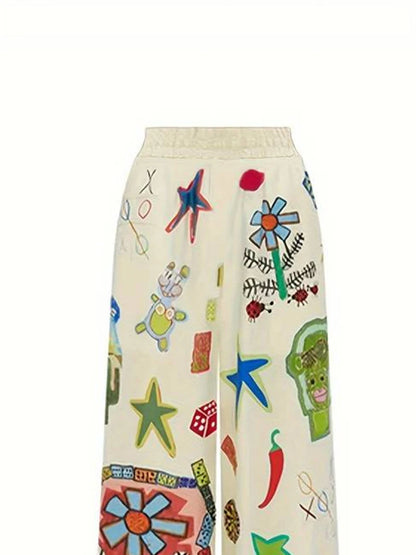Boho Graphic Print Wide-Leg Pants | Reina