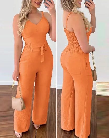Women Shirred Two-Piece Jumpsuit Set | Sadie