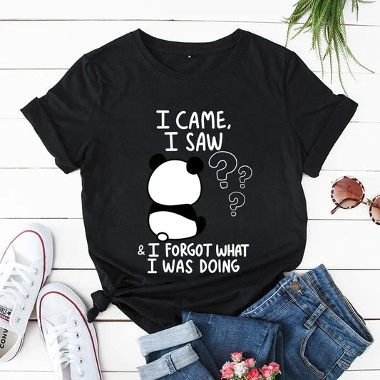 Women Graphic Tee White Cotton | Panda Love-1
