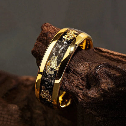 Men Gold Flake Resin Band Ring | Marzel