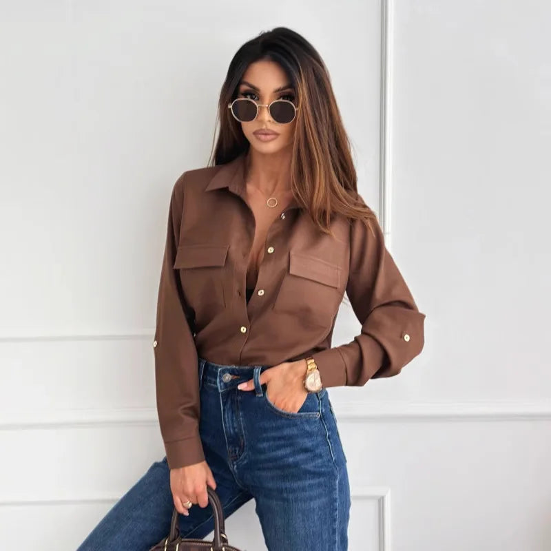 Satin Button-Down Shirt | Serena