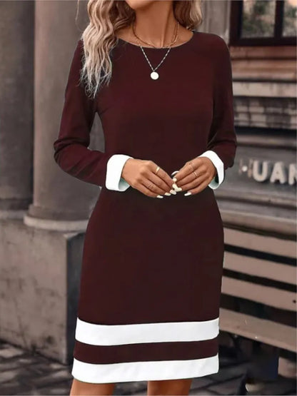 Elegant Contrast Cuff Dress | Xaveria