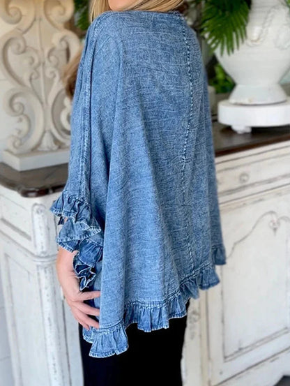 Women Denim Jacket Blue Cotton | Vintage Charm-3