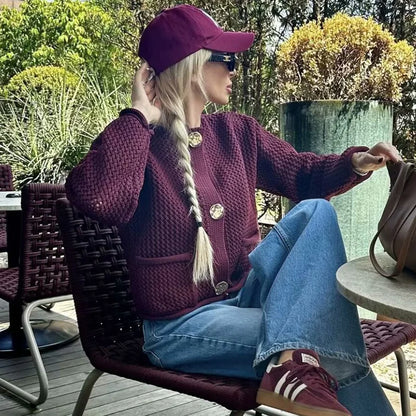 Chunky Knit Button Cardigan | Hagar