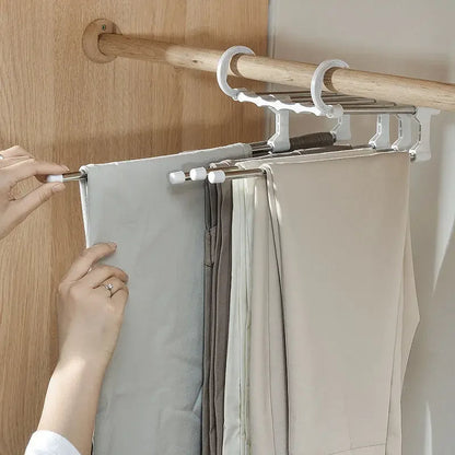 Space-Saving Pants Organizer for Up to 5 Garments – Multi-Functional Clothing Rack with Anti-Slip Caps, Black or White 2