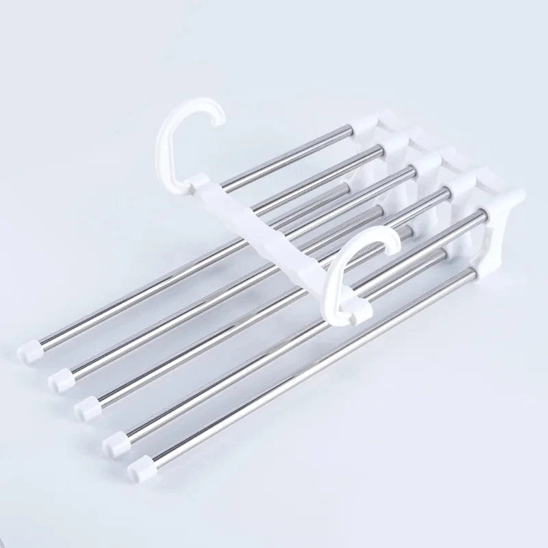 Space-Saving Pants Organizer for Up to 5 Garments – Multi-Functional Clothing Rack with Anti-Slip Caps, Black or White 6